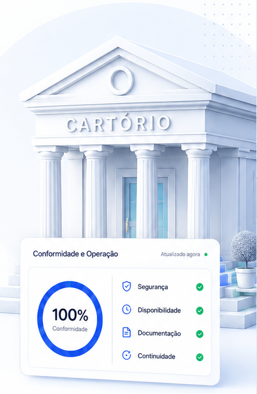 Cartório com painel de conformidade tecnológica